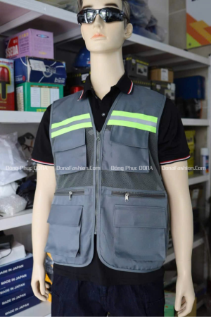 Áo ghile phản quang xám đậm 3K Áo ghile phản quang xám đậm 3K