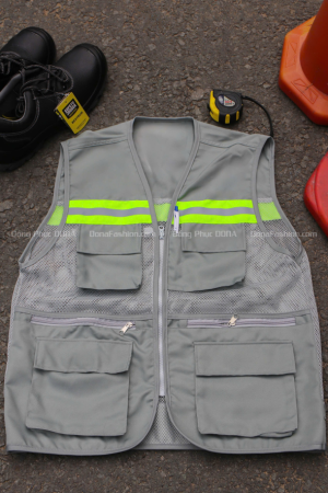 Áo ghile phản quang Xám nhạt 3K Áo ghile phản quang Xám nhạt 3K