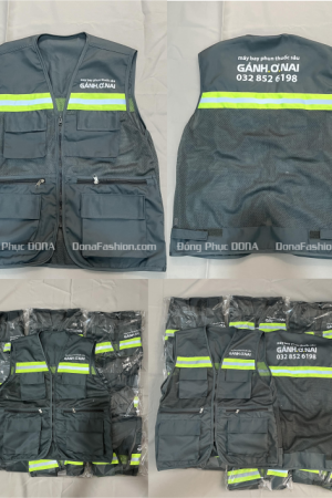 Áo ghile phản quang 3K Xám đậm Áo ghile phản quang 3K Xám đậm