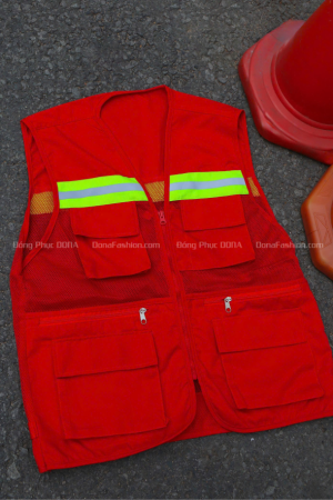 Áo ghile phản quang Đỏ 3K Áo ghile phản quang Đỏ 3K
