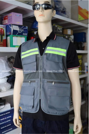 Áo ghile phản quang xám đậm 3K Áo ghile phản quang xám đậm 3K