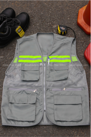 Áo ghile phản quang Xám nhạt 3K Áo ghile phản quang Xám nhạt 3K