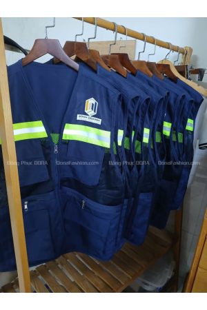 Áo ghile phản quang xanh đen 3K Áo ghile phản quang xanh đen 3K