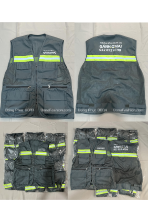 Áo ghile phản quang 3K Xám đậm Áo ghile phản quang 3K Xám đậm