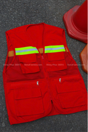 Áo ghile phản quang Đỏ 3K Áo ghile phản quang Đỏ 3K